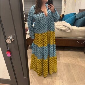 RHODE Blue and yellow Patterned Dress